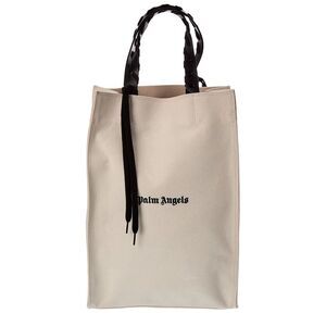 Palm Angels Logo Canvas & Leather Tote, White